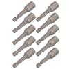 10 ks Sada magnetických šesťhranných bitov do rázového uťahováka, nástrčné bity M8x48mm, 14-palcový driek, Sivá