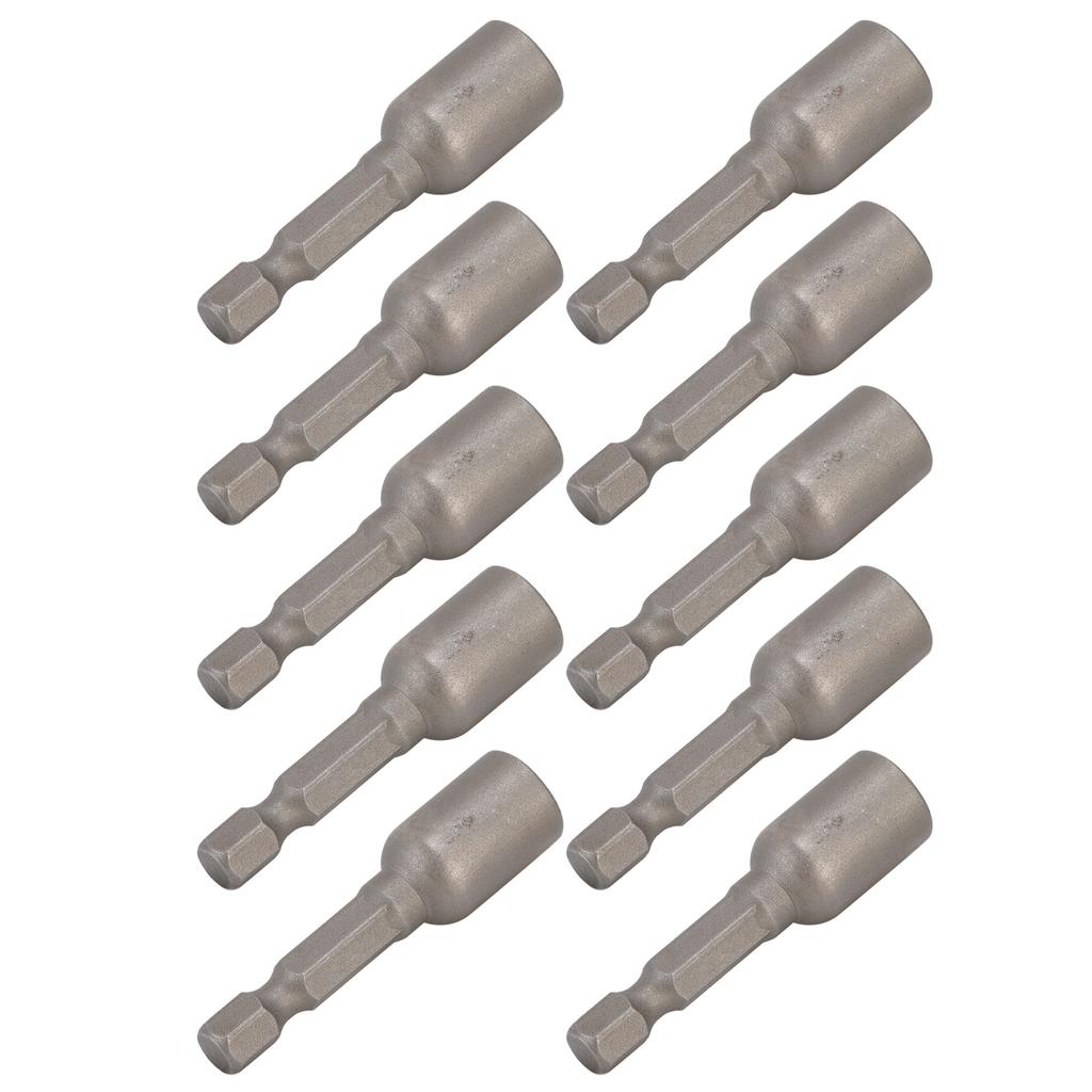 10 ks Sada magnetických šesťhranných bitov do rázového uťahováka, nástrčné bity M8x48mm, 14-palcový driek, Sivá
