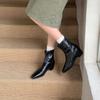 Autumn and winter new French retro inner height increase small square head short boots women's thin boots thick heel Chelsea boots women