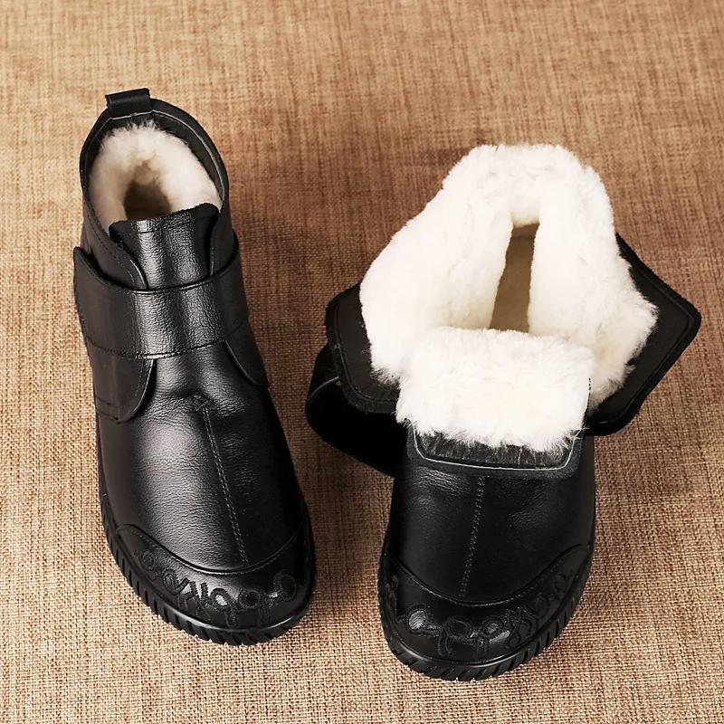 Fashion Comemore 2025 New Women's Leather Ankle Furry Boots Thick Bottom Plush Shoes Women Winter Warm Fur Boot Female Fashion Footwear