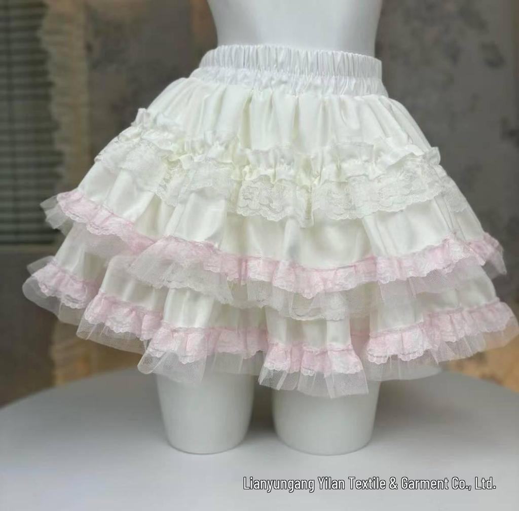 Sweet White Puffy Lace Ballet Skirt - Petite, High Waist, Elastic Waistband