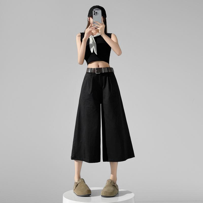 

High-End Women s Mid-High Waist Slim Seven-Point Pants for Spring/Summer 3XL чёрный
