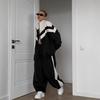 Modische lässige Damenbekleidung Langarm Farbkontrast Sport-Strickjacke Hosenanzug Streetstyle Anzug