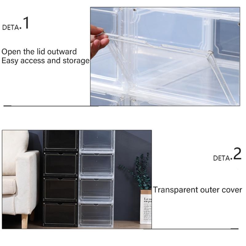 Shoe Organiser Box Stackable Clear Shoe Box For Closet Shoe Containers Sneakers Display Case Space Saving Storage Bin