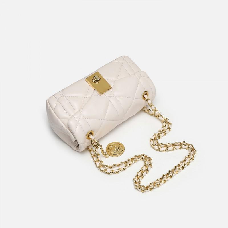 Womens Mini Square Crossbody Bag With Rhombus Stitching PU Leather Chain Strap Fashionable Street Style Shoulder