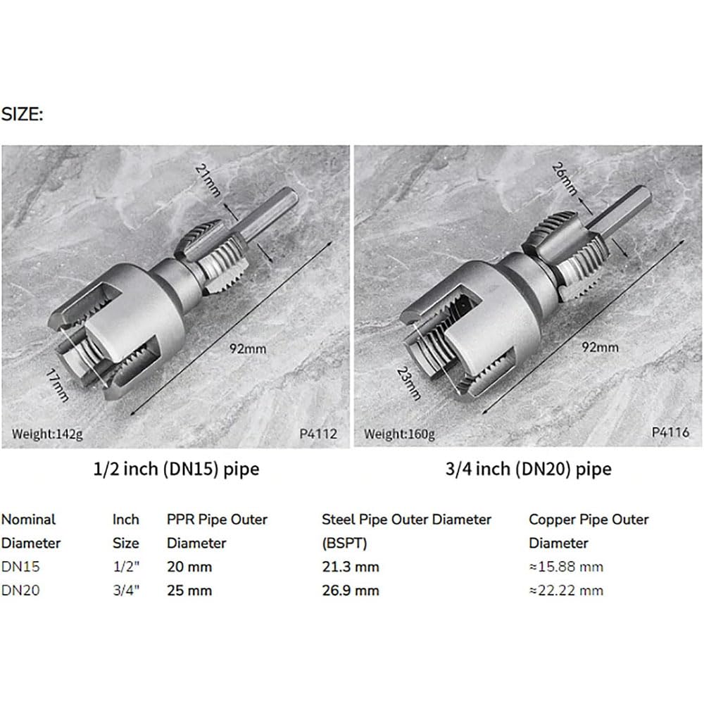 Integrated Internal & External Pipe Threading Tool, 2025 New Pipe Thread Cutting Tool, 1/2" (DN15) 3/4" (DN20) Pipe Sizes Rethreading Tool, for
