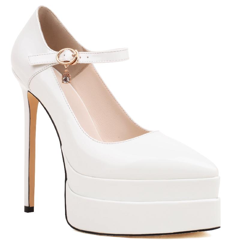 White High Heels Pumps Shoes Woman Platform Elegant 2025 Ankle Strap Black Red Heeled Dress Pumps Party Wedding Shoes Ladies