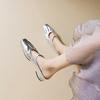 Augustine thick heel half slippers women's outerwear summer 2025 new silver bag head Mary Jane Muller sandals