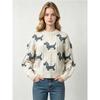 Womens Winter Jacquard Cable Knit Sweater Loose Fit Round Neck Long Sleeve Soft Nylon Pullover