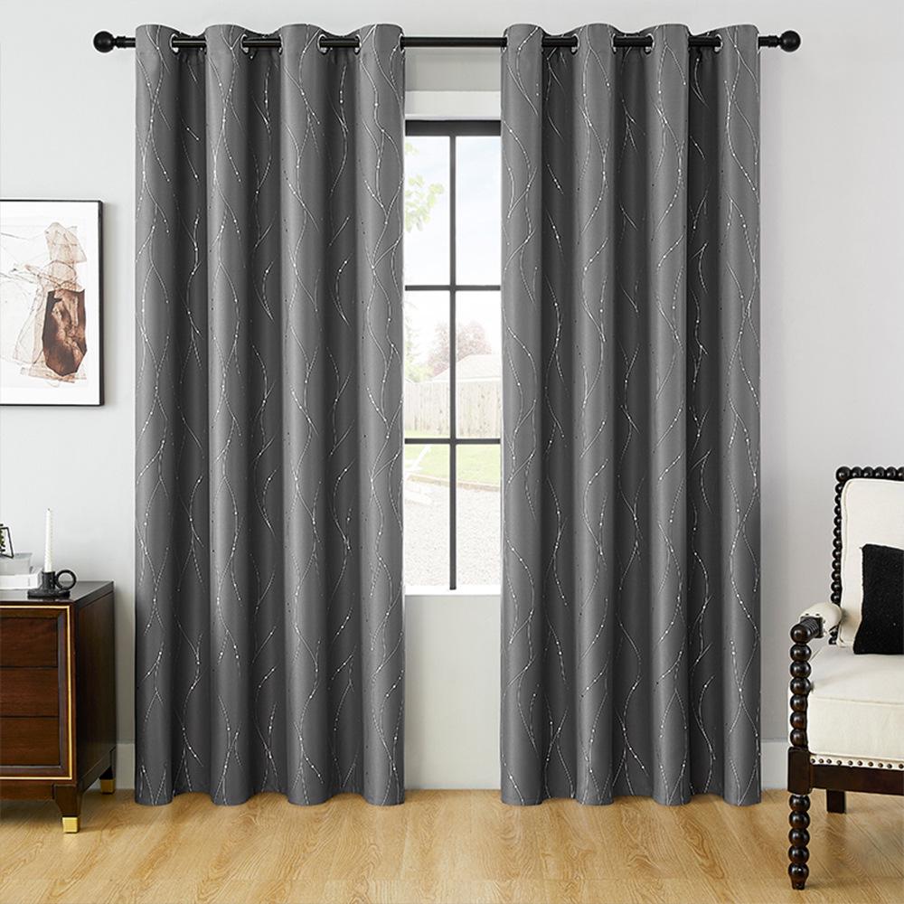 Grommet Blackout Curtains with Hot-Stamped Silver for Bedroom & Living Room