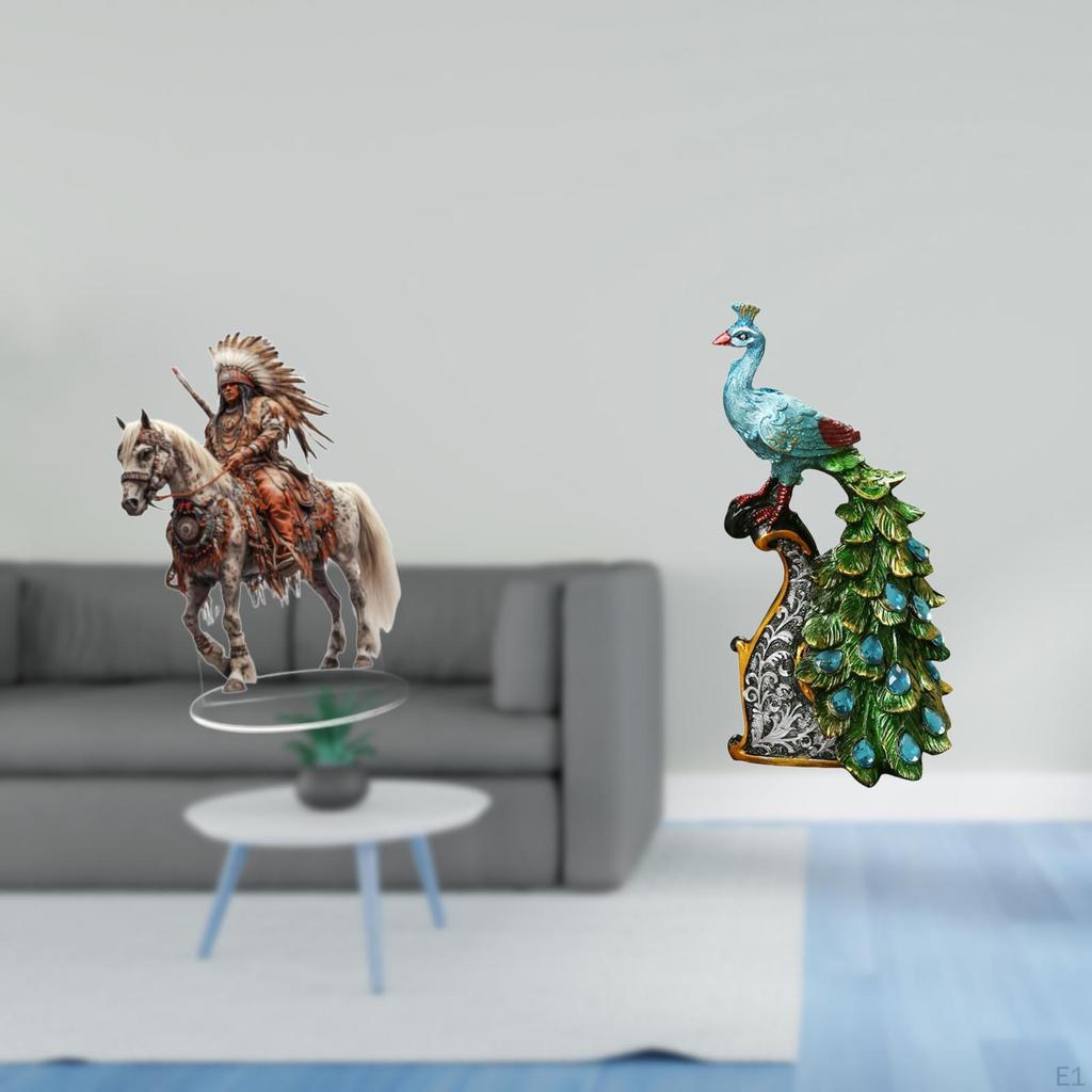 Home Knight Desk Sign Acrylic Ornament Desktop Figurine Peacock Statue Creative Decorative