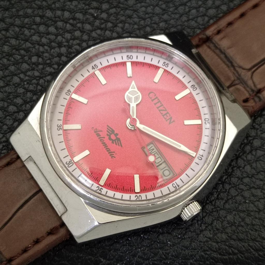 VINTAGE CITIZEN AUTOMATIC 8200 JAPAN MENS RED COLOR DIAL WATCH a702781-1 R210-a702781