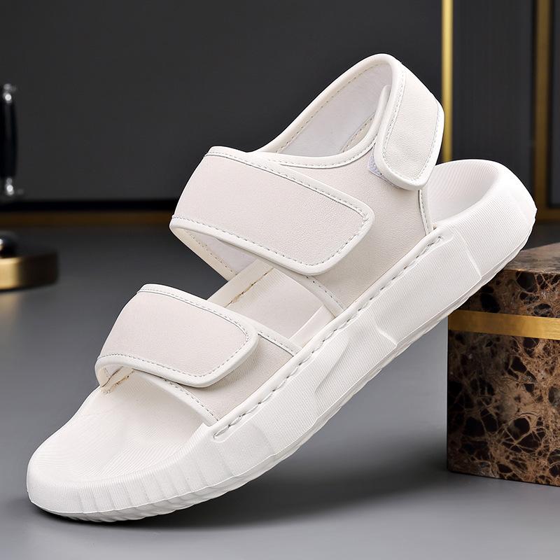 Fashion New Designer Genuine Leather Sandals for Men Solid Color Summer Lightweight Soft-soled Casual Beach Shoes Man Outwear Sandals