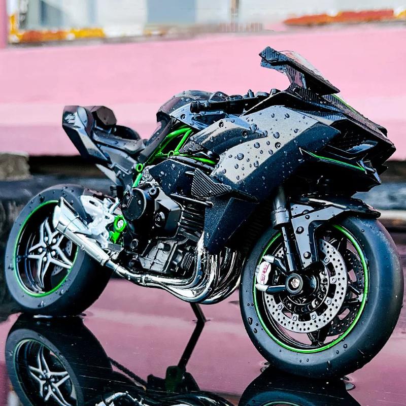 Model de Mașină din Aliaj Kawasaki Ninja H2R la Scară 1/9 Motocicletă Diecast Sunet Lumină Colecție Iubitori de Mașini Cadou de Ziua de Naștere Copii Jucării Metalice pentru Băieți