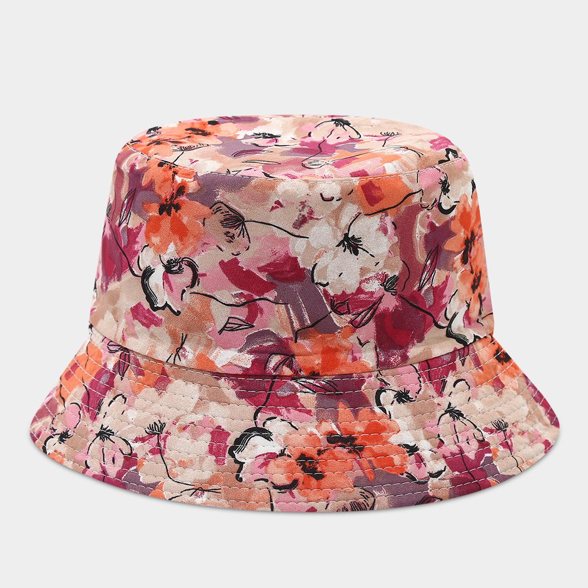 

Women s Flower Pattern Foldable Bucket Hat UV Protection Wide Brim Sunshade Outdoor Spring Summer Hat 56-58CM