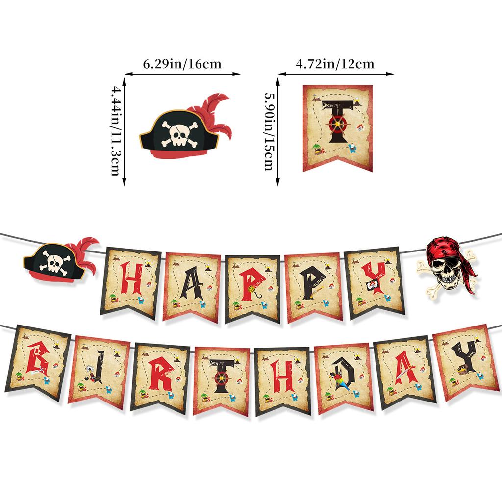 Pirate Theme Party Decoration Boy Birthday Flag Cake Card Balloon Set Customization