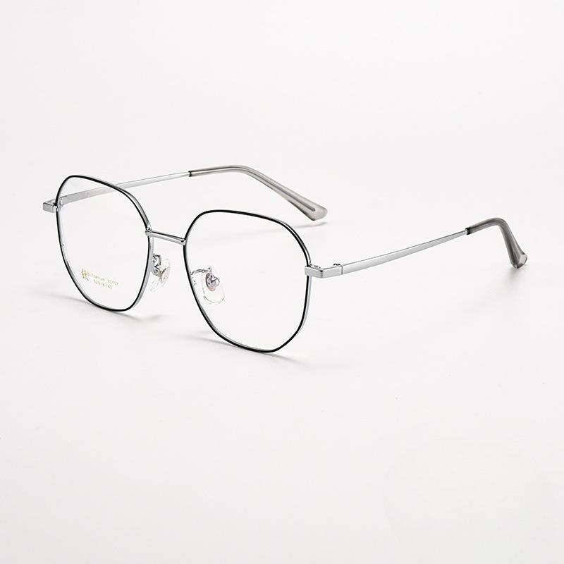 

Полигональная титановая оправа для очков, оправа для интернет-знаменитостей, простой стиль, круглое лицо, может быть оснащена антисиним светом для женщин