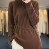 High-Neck Pure Wool Drawstring Sweater - Women's Autumn/Winter Loose Cashmere Knit