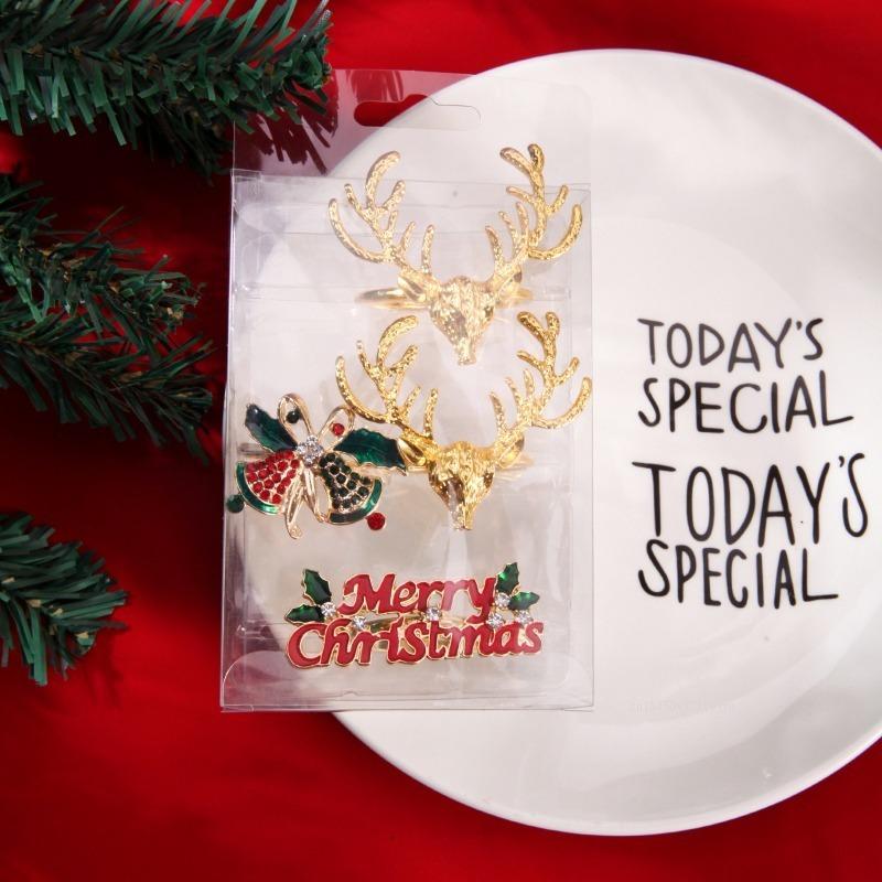 New Christmas Elk Napkin Buckle Metal Napkin Buckle for 2025 Christmas Table Decoration Gold Napkin Holder Wedding Decoration
