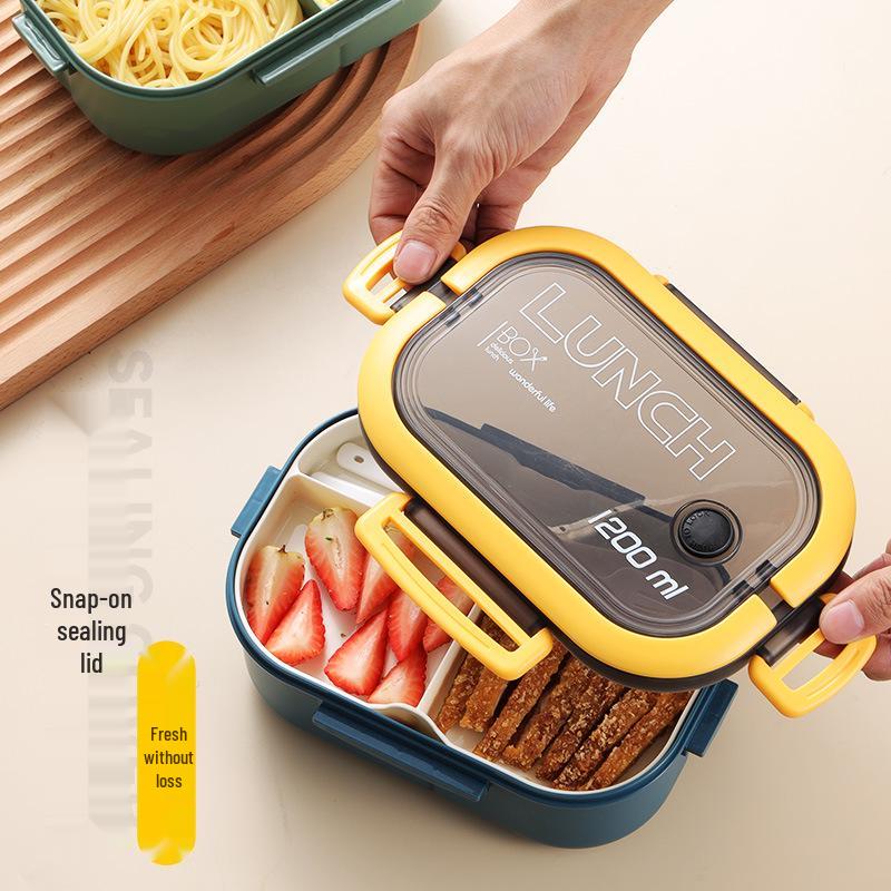 Microwave-Safe Double-Layer PP Lunch Box with Compartments