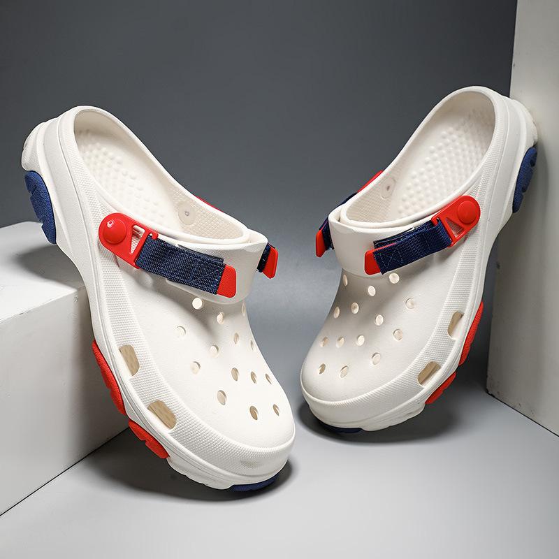 

Hole shoes men s summer wear thick soles to increase height, breathable and non-smelly foot bag head slippers, non-slip and non-grinding feet, beach 35-36 білий