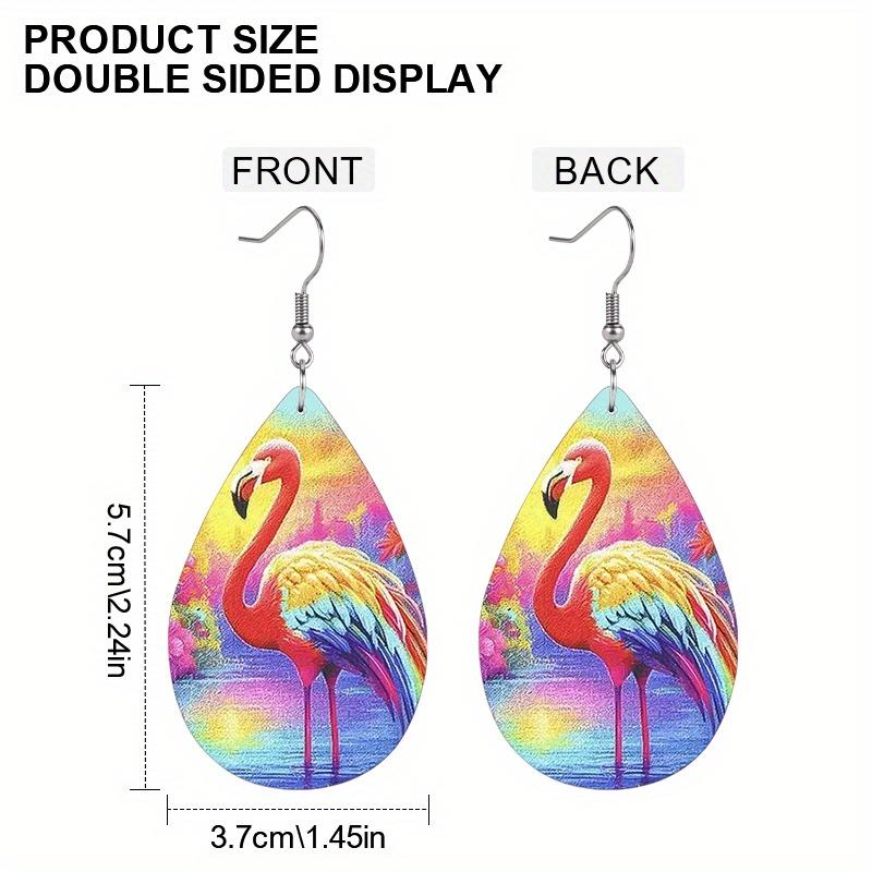 Unique Flamingo PU Leather Earrings Fashion Earrings Holiday Gifts for Friends Party Fashion Accessories Elegant Earrings Party Earrings