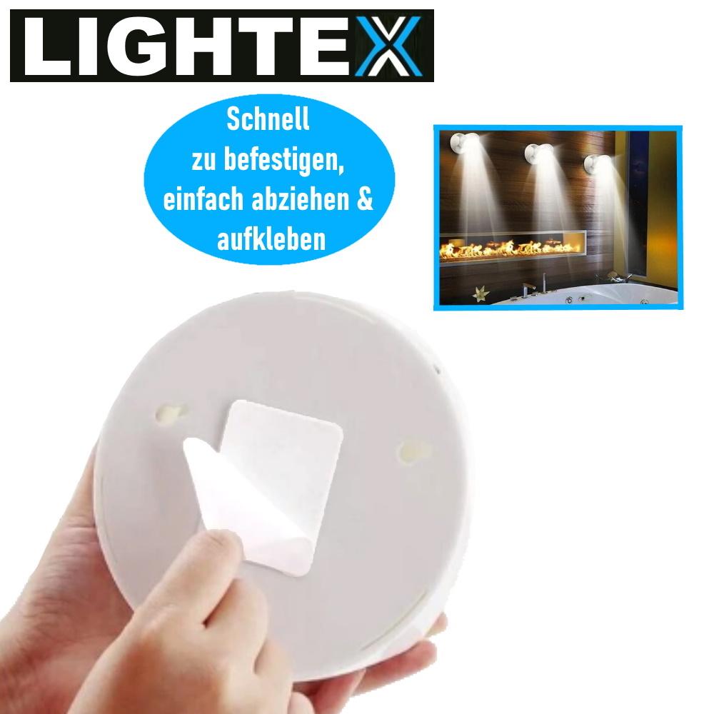 LIGHTEX LED Wall Lamp Wall Light with Motion Detector Battery Indoor Outdoor