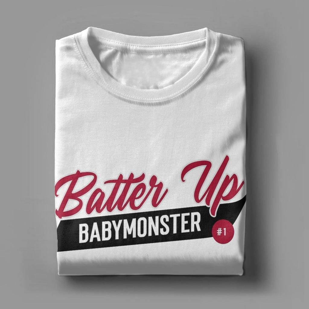 Tricou Kpop Vintage Babymonster Batter Up Bărbați Gât O Bumbac Tricouri Mânecă Scurtă Tricouri Mărimi Mari Topuri