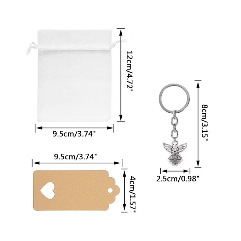 30Pieces Angel Keychain Favor Angel Pendant Keychain Christening Gift Keyring with Thank You Kraft Pendant Bag for Kids