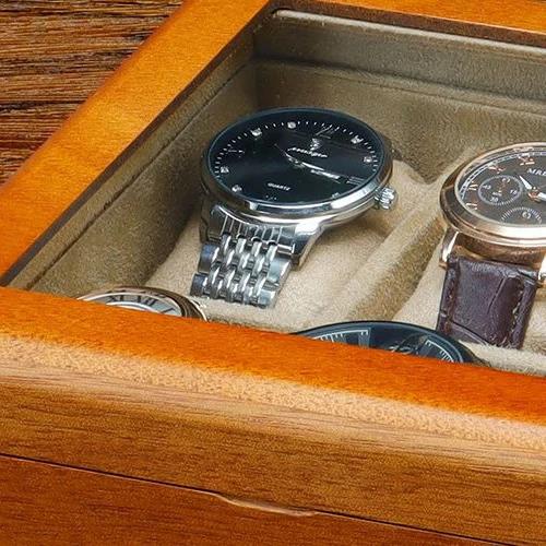 Solid Wood Watch Storage Box Men Wrist Watches Organizer Boxes with Transparent Window Retro Bracelet Jewelry Display Case