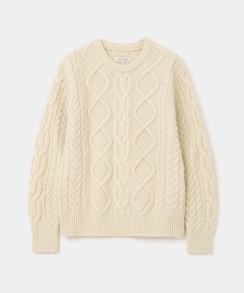 UNIFORM BRIDGE Cable Crew Neck Knit Ivory