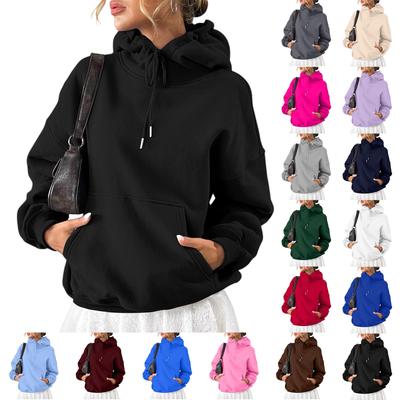 Damen Hoodie Lässig Mode Langärmlig Einfarbig Kapuzenpullover