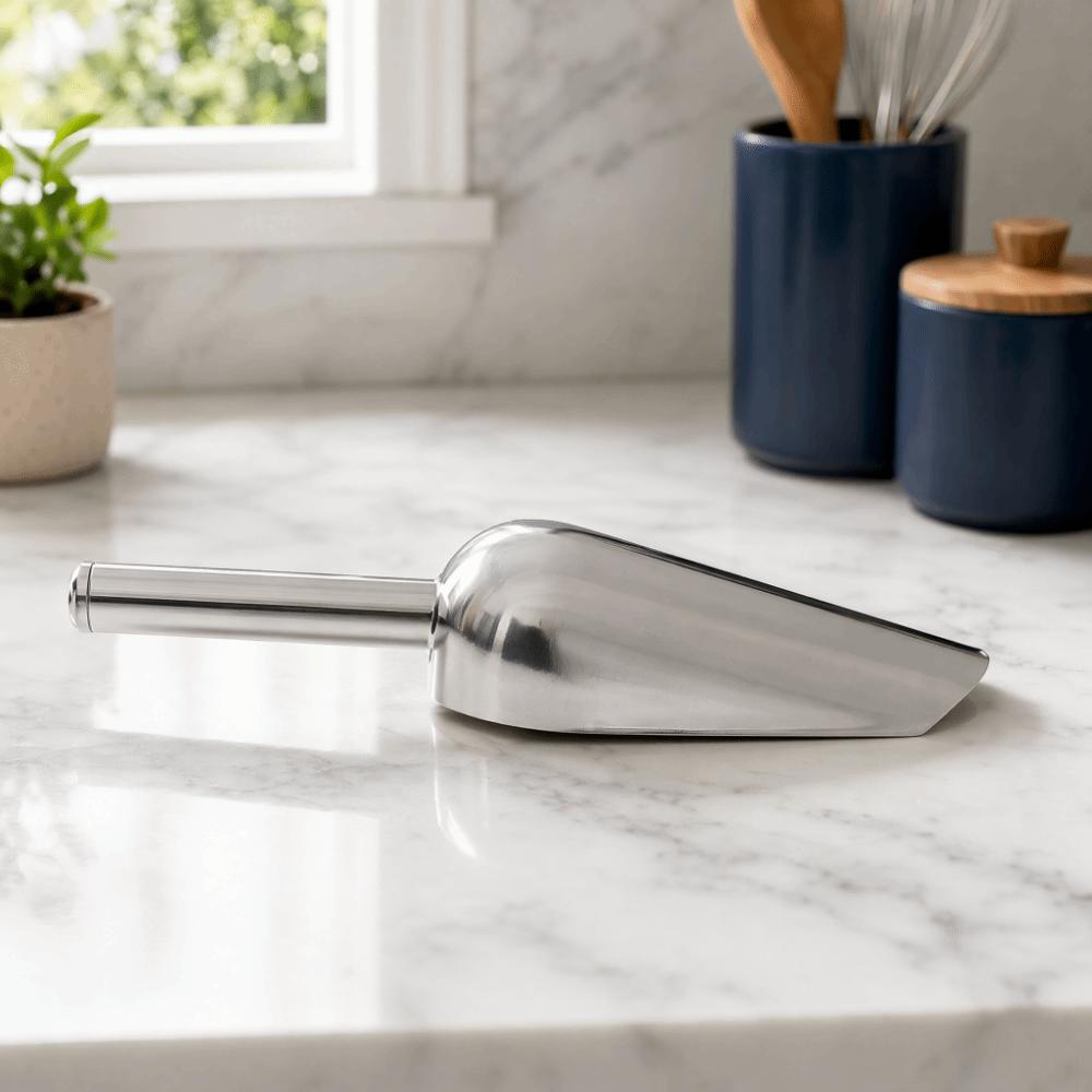 5PCS Silver Metal Scoop Set Stainless Steel Ice Scoop Set Premium Scoops Set Party