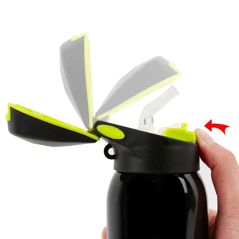 Fahrrad-Wasserflasche Vakuum Edelstahl Fahrrad-Wasserflasche doppelwandig einfacher Thermobecher isoliert mit Strohhalm 500ML