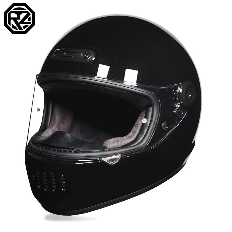 Orz Motorcycle Retro Full-face Helmet for Men, Winter, Stylish and Cool, for Women, Trendy, Racing, Cruiser, Retro Helmet, Suitable for All Seasons