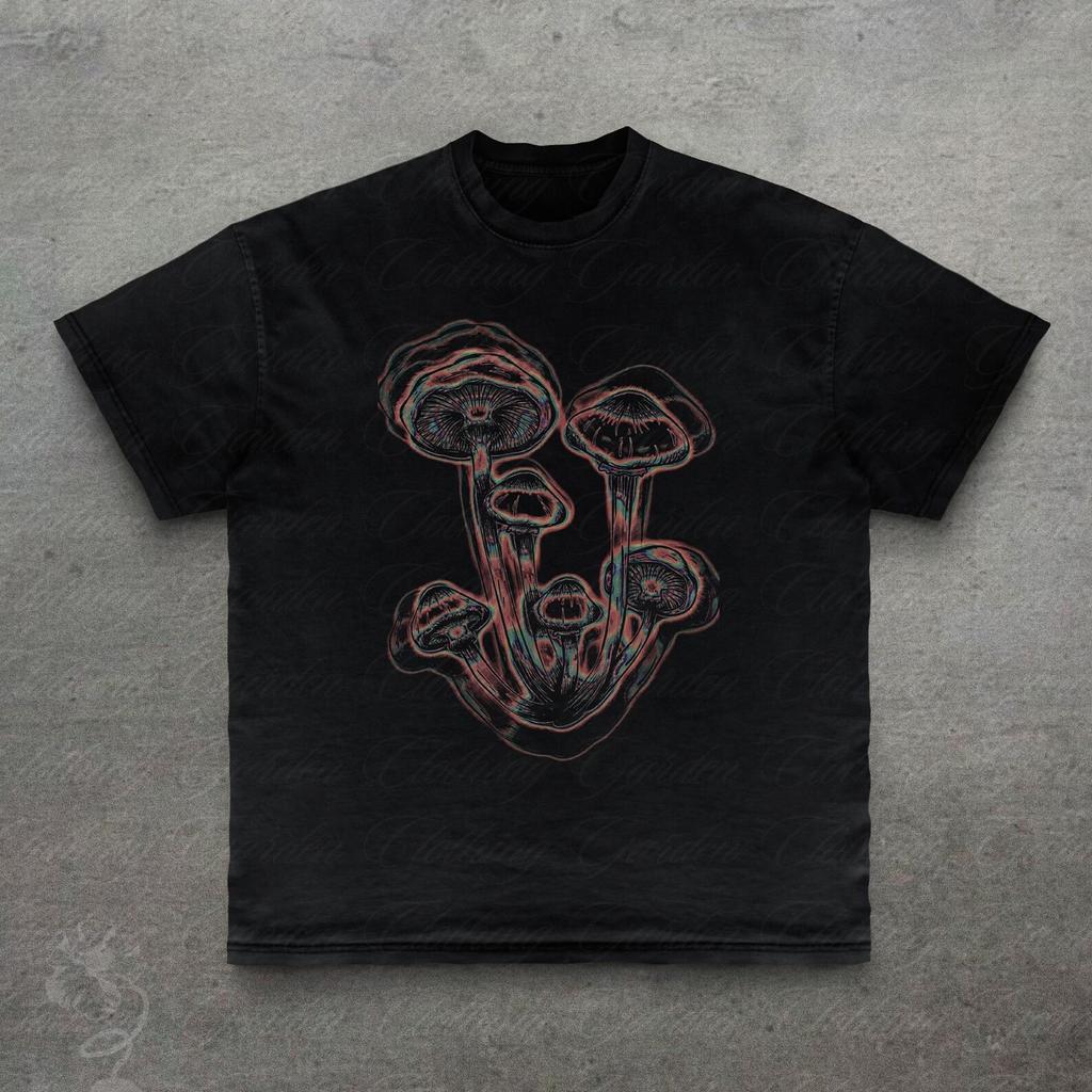 Mushroom Graphic Tee, Psychedelic Shroom T-Shirt for Men Women, Vintage Style Dark Nature Top, Trippy Cottagecore Alt Shirt, Stoner Gift