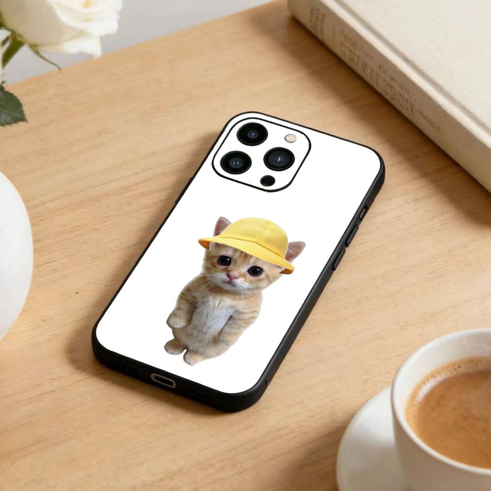 Goofy Cool Cats Big Eyes Phone Case For iPhone 17 16 15 14 13 12 Max Plus Silicone Black Cover