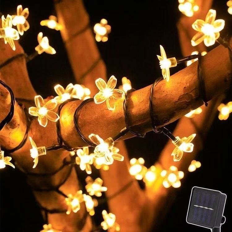 Xiaomi 5/7/12M Solar Fairy String Light Sakura Garlands Peach Flower CherryLED Lamp for Wedding Party Garden Christmas Outdoor Decor