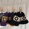 Knit Flower Bucket Hat for Woman Breathable Multi-color Weaving Wide Brim Bucket Hat Adult Teens Summer Fisherman Cap