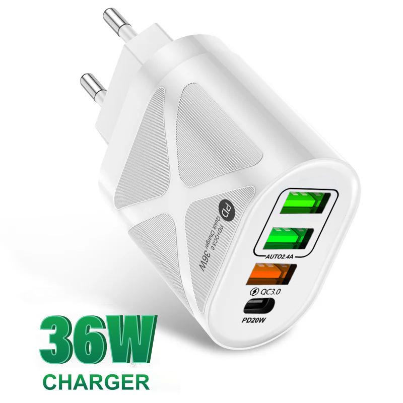 65W GaN Multi-Port Fast Charger with PD 33W & QC 3.0, European Standard (9V/12V)