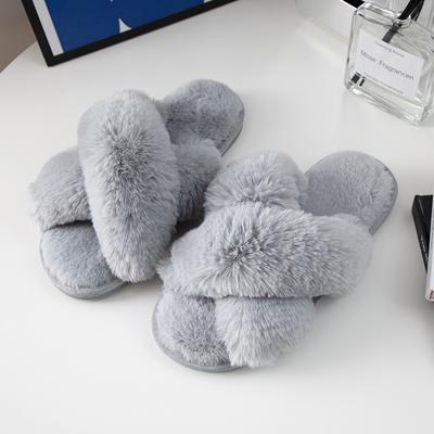 Feslishoet Damen Flauschige Hausschuhe Überkreuzband Weicher Plüsch Gemütliche Hausschuhe Fellig Offene Zehen Indoor Outdoor Slipper Warm Rutschfeste Sohle