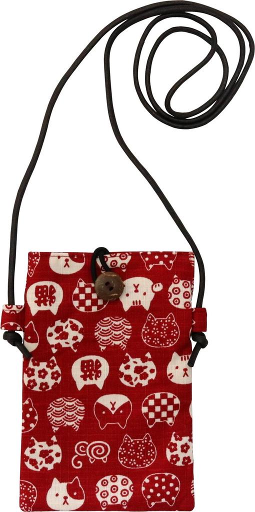 Made in Japan Phone Cat 17 x Lightweight Smartphone Shoulder Crossbody Red [Keisuke] Smartphone/Mobile Pochette, Design, Approx. 11.5cm, Bag, Bag,
