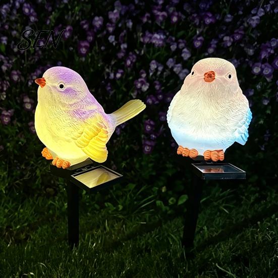 Warm White Patio Pathway Lights Solar Bird Garden Light, Waterproof Figurine Lawn Rustproof Metal Stake LED Lamp for Outdoor Yard Flower Bed