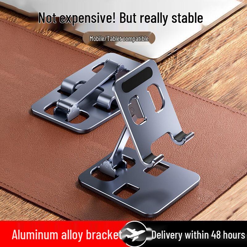 Foldable All-Metal Phone & Tablet Stand: Portable, Rotatable Desktop Holder for Streaming & Viewing