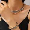DIEZI Exaggerated Snake Chain Necklace Bracelet Set For Women Punk Geometric Gold Silver Color Metal Punk Hip Hop Jewelry Set
