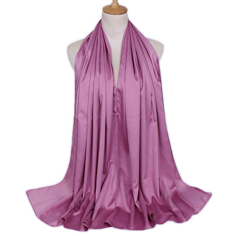 Fashion new plain malaysia satin silk hijab scarf solid color long muslim scarves headscarf turban muslim shawl female