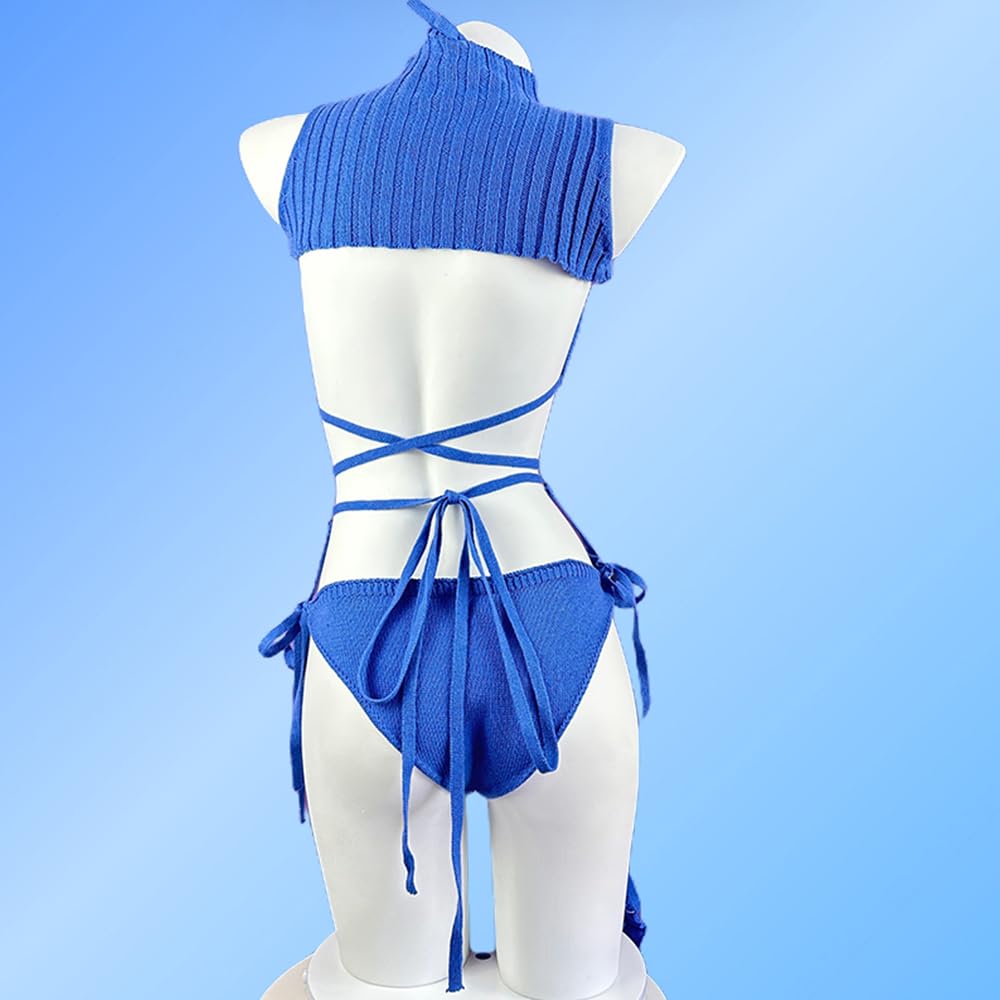 Virgin Killer Sweater Lolita Knit Bikini Sweater Sexy High Neck Fashion Funny Cosplay Clothing Costume Dumpling Girl Costume Event Party Disguise
