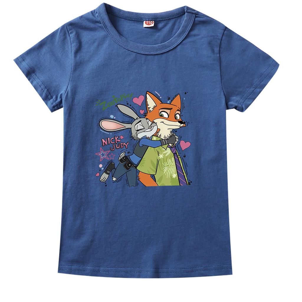 Kids Zootopia 2 Nick Judy Printing Cotton Tshirt