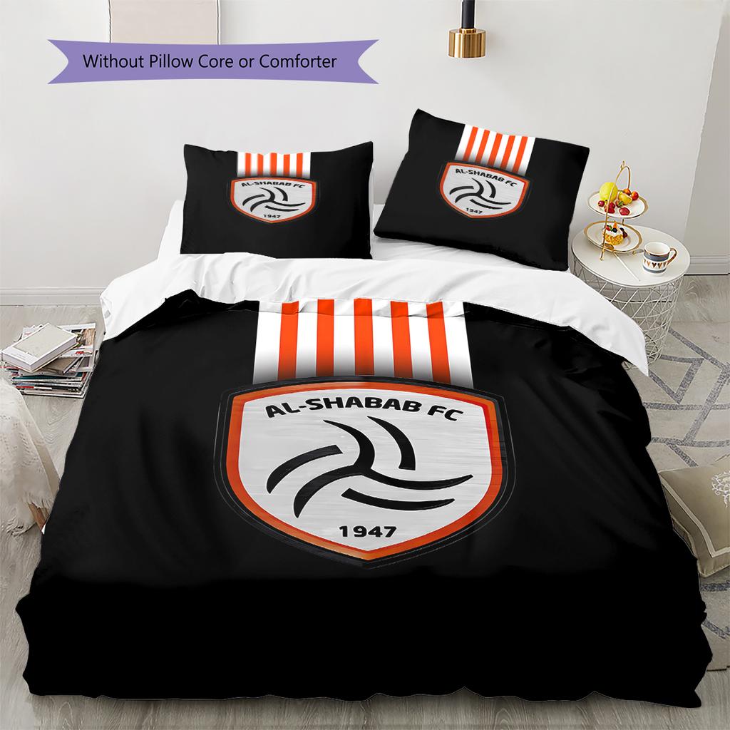 Al-Shabab FC Pattern Bedding,Quilt Set Quilt Cover Pillowcase Home Birthday Gift (1 * duvet cover + 2 * pillowcase, without core)
