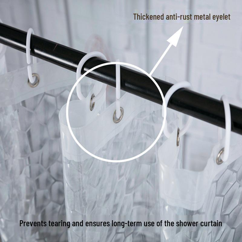 Waterproof PEVA Diamond Shower Curtain - No-Drill Installation for Bathroom Partition
